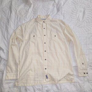 Patagonia Shirt Mens Medium Beige Yellow Plaid Long Sleeve Island Hopper Fishing